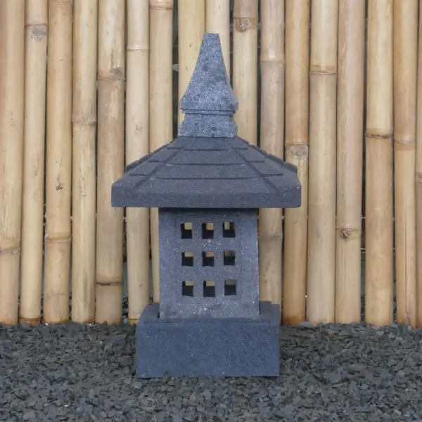 Product image 4 of the product “Japanese style Garden Lantern, made from Andesit Stone. Multipart. 55 cm Height, Roof is 30 cm width. ”